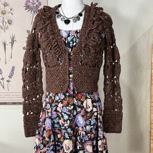 Moth Open Knit Cardigan Sweater Whimsy Twee Fairy Grunge Whimsigoth Forest S